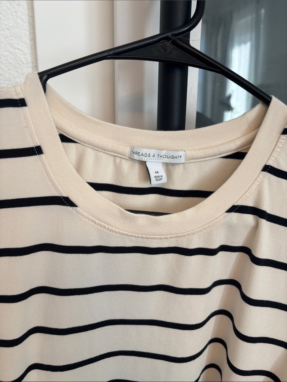 Threads 4 Thought Cream and Black Striped Tie-Waist Mini Dress - Picture 2 of 5